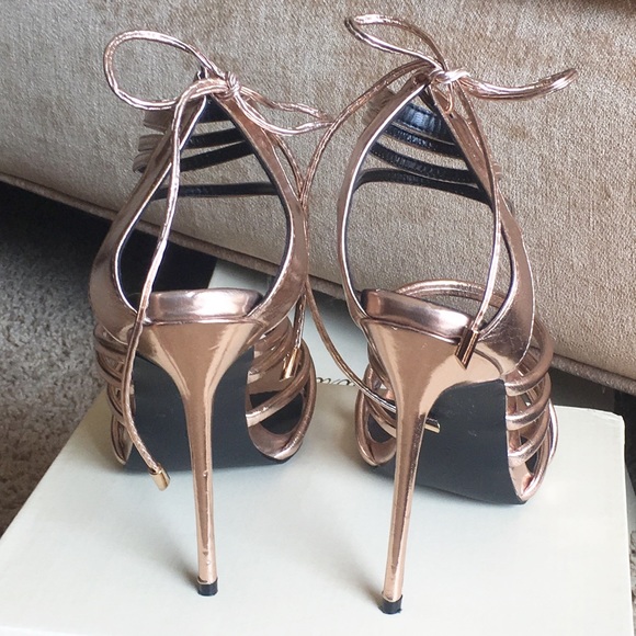 Rose Gold Strappy Heels - Picture 2 of 8